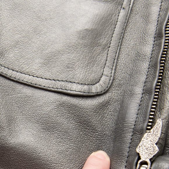 Harley Davidson Genuine Leather Jacket Motorcycle Biker Grey Silver Size Small - Picture 10 of 12